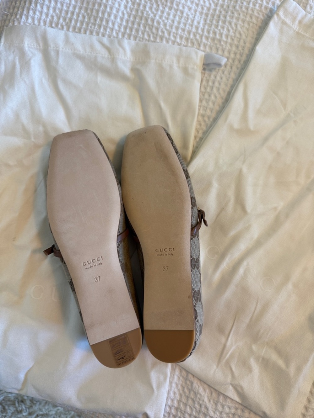 Gucci Beige & Dark Brown GG Horsebit Ballet Flat - Picture 5 of 5